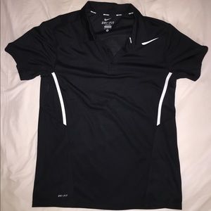 Black Nike DRI-FIT Collared Sport T-shirt